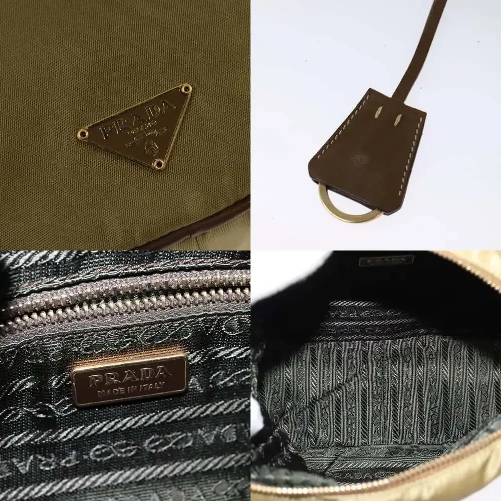 PRADA Shoulder Bag Nylon Beige Gold - Picture 11 of 12